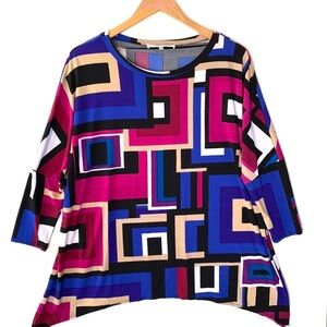 Jones Studio Colorblock 3/4‎ sleeve top, Sz S, NWT